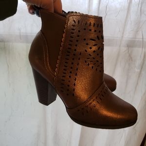 Bronze Booties size 9 with 3 inch heel